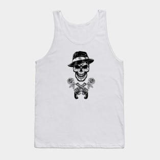 Skull Drawing, Skull Gangster Tattoo Tank Top